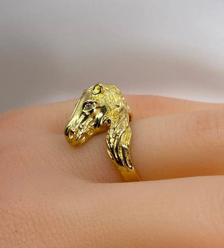 Bague 51 Bague tête de cheval en or jaune 18 carats et diamants 58 Facettes AB643