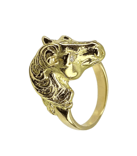 Bague 51 Bague tête de cheval en or jaune 18 carats et diamants 58 Facettes AB643