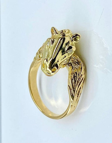 Bague 51 Bague tête de cheval en or jaune 18 carats et diamants 58 Facettes AB643