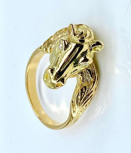 Bague 51 Bague tête de cheval en or jaune 18 carats et diamants 58 Facettes AB643
