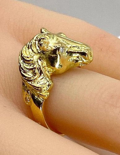Bague 51 Bague tête de cheval en or jaune 18 carats et diamants 58 Facettes AB643