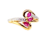 Bague 51 Bague en or jaune 18 carats avec 3 rubis navettes 58 Facettes AB649