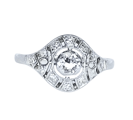 Bague 53 Bague vers 1900 en or blanc 18 carats et diamants 58 Facettes AB650