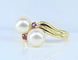 Bague 51 Bague toi et moi en or jaune 18 carats, perles Akoya et rubis 58 Facettes AB648