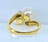 Bague 51 Bague toi et moi en or jaune 18 carats, perles Akoya et rubis 58 Facettes AB648