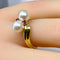 Bague 51 Bague toi et moi en or jaune 18 carats, perles Akoya et rubis 58 Facettes AB648
