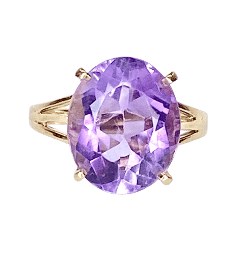 Bague 50 Bague en or jaune 18 carats à améthyste 58 Facettes AB647
