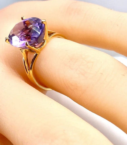 Bague 50 Bague en or jaune 18 carats à améthyste 58 Facettes AB647