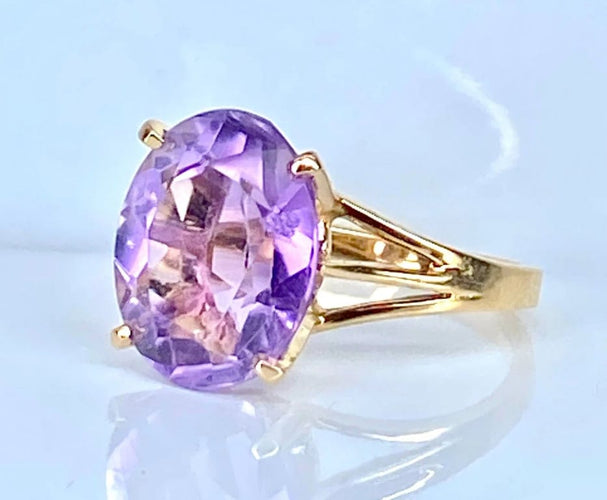 Bague 50 Bague en or jaune 18 carats à améthyste 58 Facettes AB647