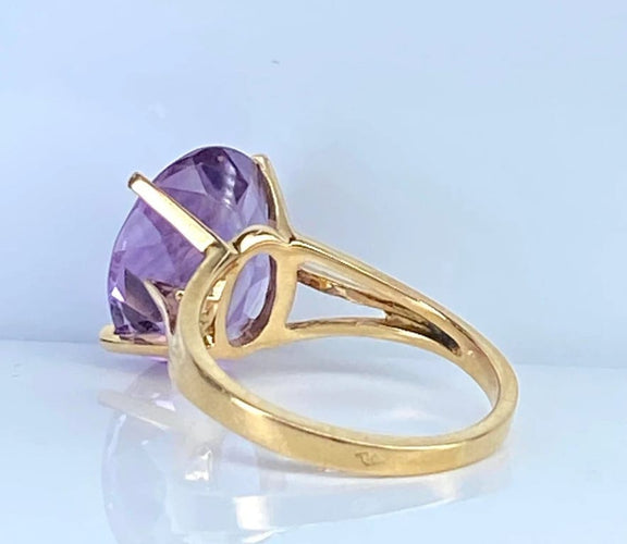 Bague 50 Bague en or jaune 18 carats à améthyste 58 Facettes AB647