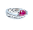 Bague 53 Bague jonc en or blanc 18 carats avec rubis et diamants 58 Facettes AB645