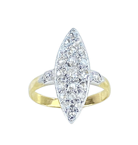 Bague 50 Bague marquise en or jaune 18 carats et diamants, vers 1900 58 Facettes AB653