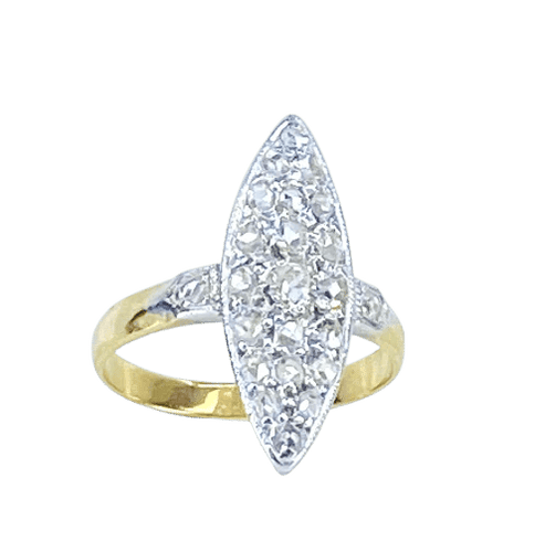 Bague 50 Bague marquise en or jaune 18 carats et diamants, vers 1900 58 Facettes AB653