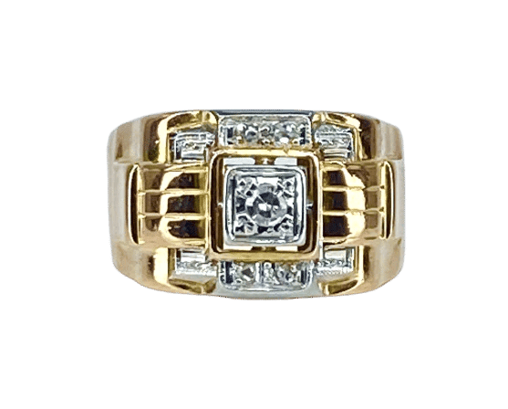 Bague 52 Bague Tank en or jaune 18 carats et diamants 58 Facettes AB652