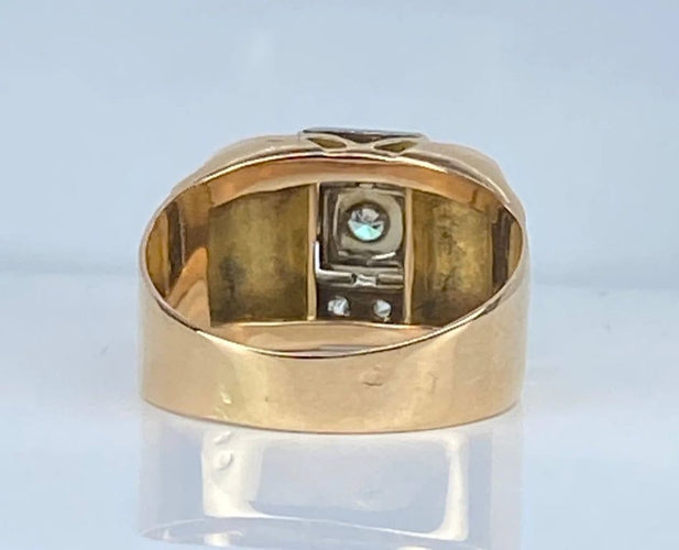 Bague 52 Bague Tank en or jaune 18 carats et diamants 58 Facettes AB652
