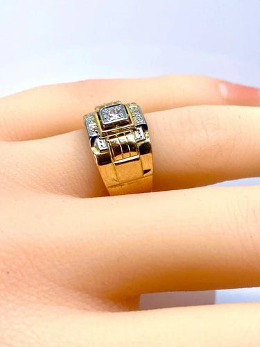 Bague 52 Bague Tank en or jaune 18 carats et diamants 58 Facettes AB652