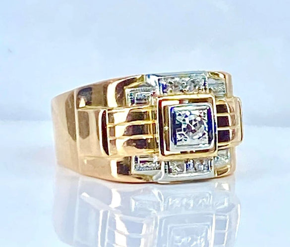 Bague 52 Bague Tank en or jaune 18 carats et diamants 58 Facettes AB652