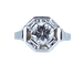 Bague 57 Bague Art déco octogonale en or blanc 18 carats et diamant 1,95 ct 58 Facettes AB654