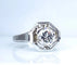 Bague 57 Bague Art déco octogonale en or blanc 18 carats et diamant 1,95 ct 58 Facettes AB654