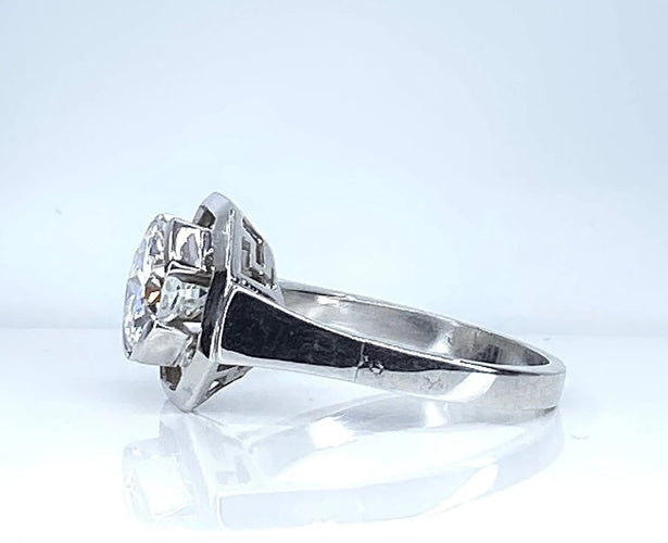 Bague 57 Bague Art déco octogonale en or blanc 18 carats et diamant 1,95 ct 58 Facettes AB654