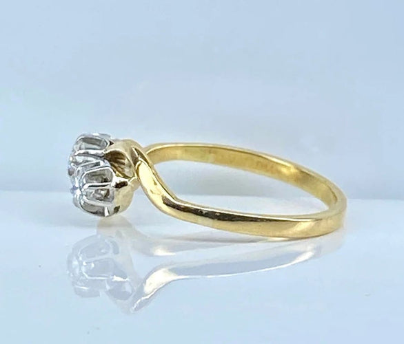 Bague 56.5 Bague toi et moi en or jaune et blanc 18 carats diamants 58 Facettes AB660