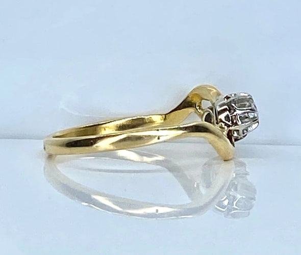 Bague 56.5 Bague toi et moi en or jaune et blanc 18 carats diamants 58 Facettes AB660