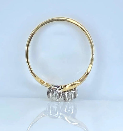 Bague 56.5 Bague toi et moi en or jaune et blanc 18 carats diamants 58 Facettes AB660