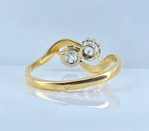 Bague 56.5 Bague toi et moi en or jaune et blanc 18 carats diamants 58 Facettes AB660