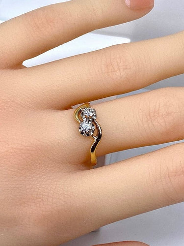 Bague 56.5 Bague toi et moi en or jaune et blanc 18 carats diamants 58 Facettes AB660