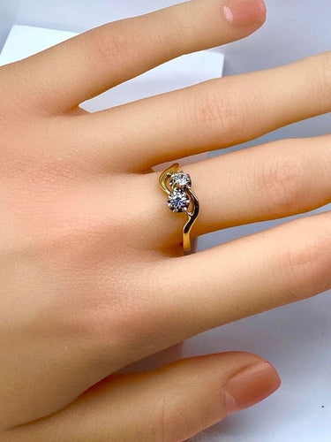 Bague 56.5 Bague toi et moi en or jaune et blanc 18 carats diamants 58 Facettes AB660