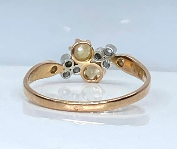 Bague 55 Bague en or 18 carats avec perles et diamants taille rose 58 Facettes AB661