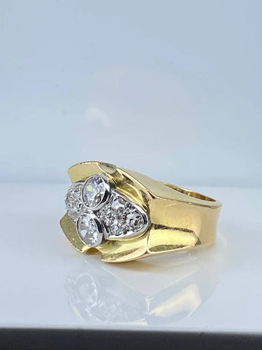 Bague 51 Bague Tank sertie de diamants en or jaune 18 carats et platine 58 Facettes AB665