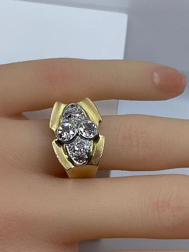 Bague 51 Bague tank sertie de diamants en or jaune 18 carats et platine 58 Facettes AB665