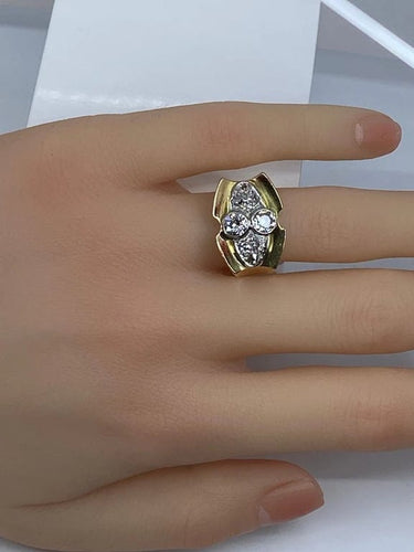 Bague 51 Bague tank sertie de diamants en or jaune 18 carats et platine 58 Facettes AB665