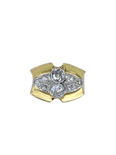 Bague 51 Bague tank sertie de diamants en or jaune 18 carats et platine 58 Facettes AB665