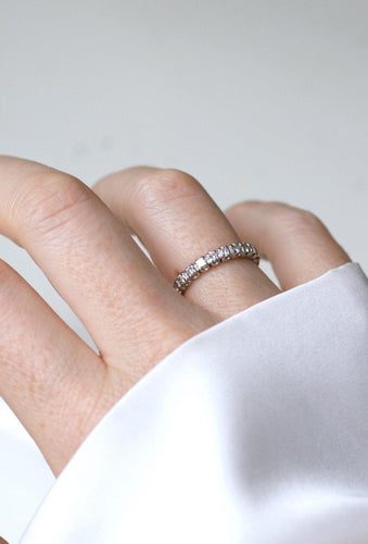 Bague 51.5 Alliance - Bague tour complet en or blanc et diamants 58 Facettes