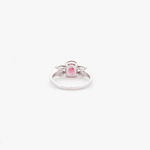 Bague 53 Bague en or blanc 14 carats avec saphir rose et diamants 58 Facettes