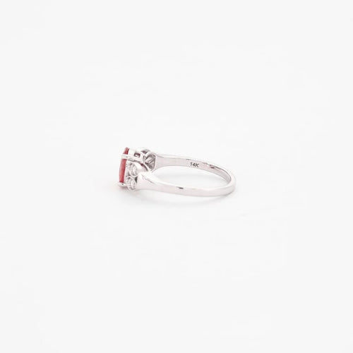 Bague 53 Bague en or blanc 14 carats avec saphir rose et diamants 58 Facettes