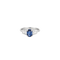 Bague 54 Bague en or blanc 18 ct avec saphir bleu et diamants 58 Facettes