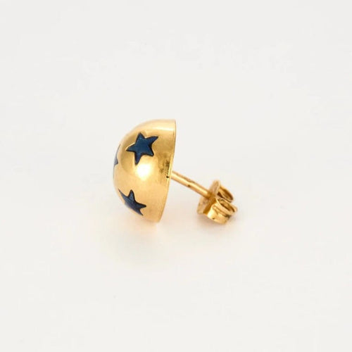 Boucles d'oreilles Puces d’oreilles en or jaune 18 carats aux saphirs 58 Facettes