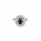 Bague 55 Bague marguerite en platine 850e avec saphir 1,30 ct et diamants 58 Facettes