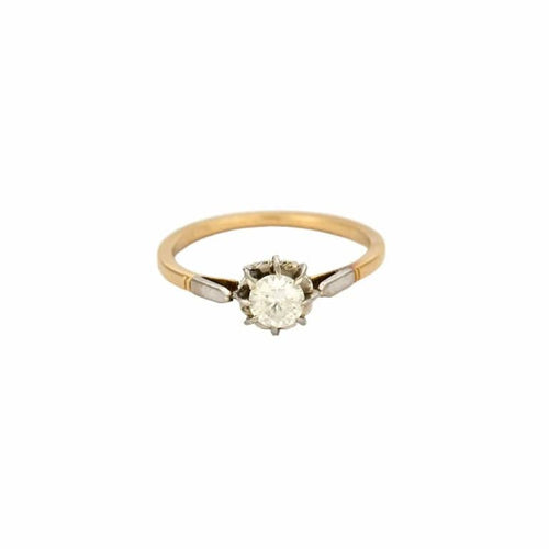 Bague 52.5 Bague solitaire diamant en or 18 carats et platine, taille 52,5 58 Facettes