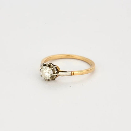 Bague 52.5 Bague solitaire diamant en or 18 carats et platine, taille 52,5 58 Facettes