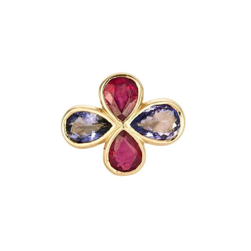 Bague 53 Bague en or jaune 18 ct avec rubis et saphirs 58 Facettes