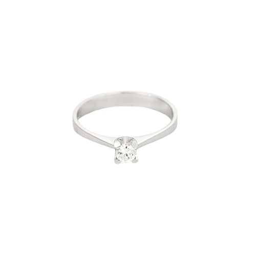 Bague 54 Bague solitaire en or blanc 18 carats avec diamant 0,20 ct 58 Facettes