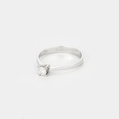 Bague 54 Bague solitaire en or blanc 18 carats avec diamant 0,20 ct 58 Facettes