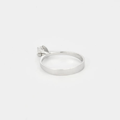 Bague 54 Bague solitaire en or blanc 18 carats avec diamant 0,20 ct 58 Facettes