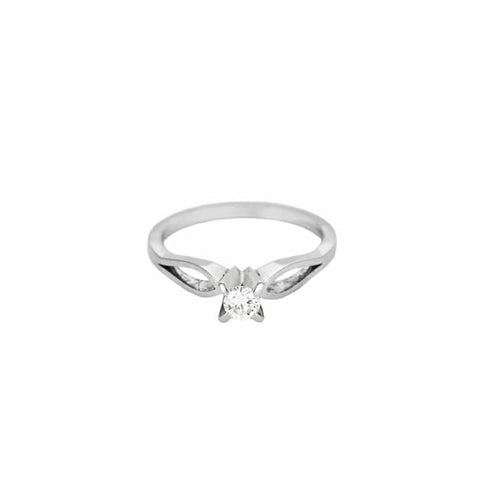 Bague 52 Bague en or blanc 18 carats avec diamant 0,15 ct 58 Facettes