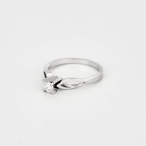 Bague 52 Bague en or blanc 18 carats avec diamant 0,15 ct 58 Facettes