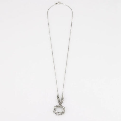 Collier Collier Art déco en platine avec diamants taille ancienne 58 Facettes